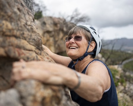 Older woman climbing