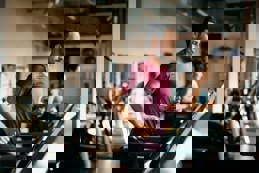 Running on a treadmill at the gym