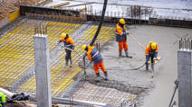 Concrete pouring on construction site