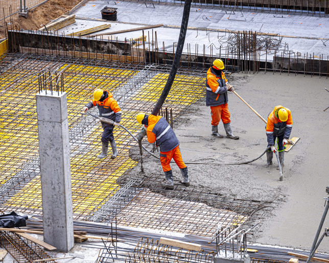 Concrete pouring on construction site